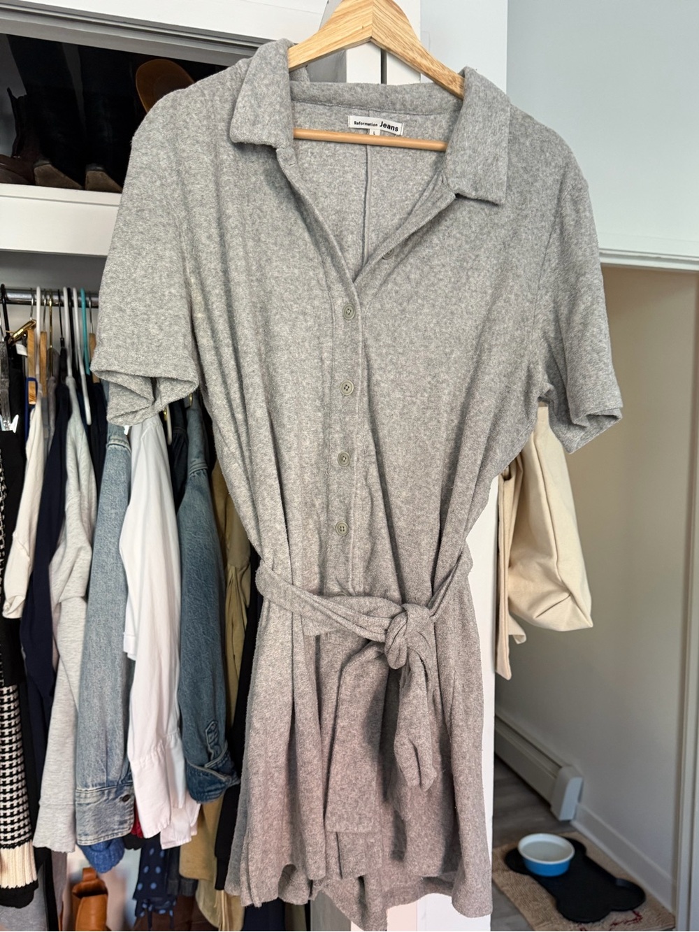 Reformation Terry cloth romper. Size Large. Pilling throughout
